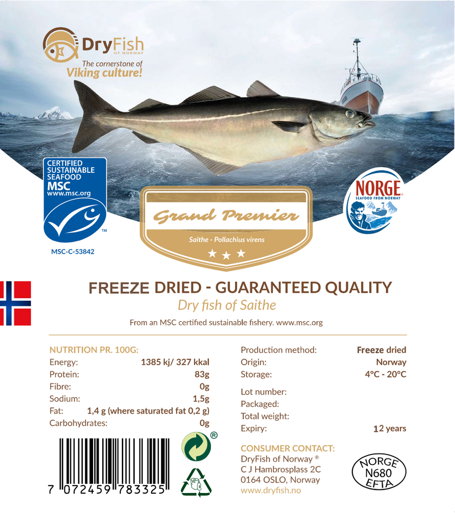 Freeze dried Saithe portions - 2 KG - COMING SOON