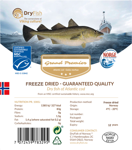 Freeze dried Atlantic Cod portions - 2 KG - COMING SOON